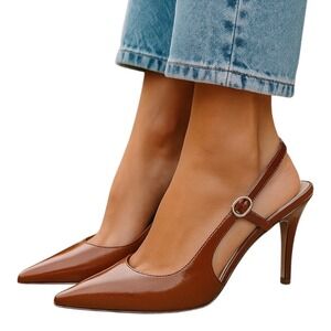 Women's Browm Pointed Toe Slingback‎ Heels Size 9.5